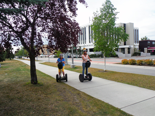 Karen Duquette passing Ilse Blahak on Segways